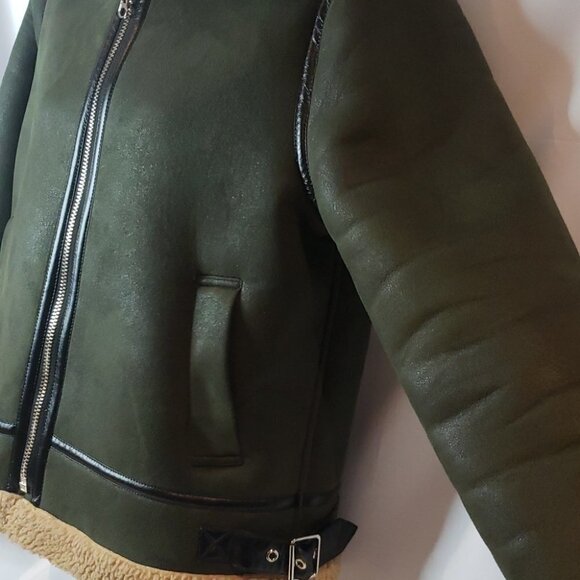 Moon River Ladies Sherpa Jacket Hunter Green Adjustable sides Women's S… - Picture 5 of 13